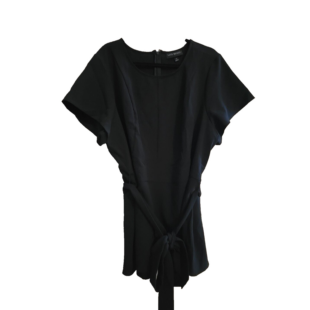 Lane Bryant Black‎ Belted Short Sleeve Casual Tunic Top Womans Plus Size 24